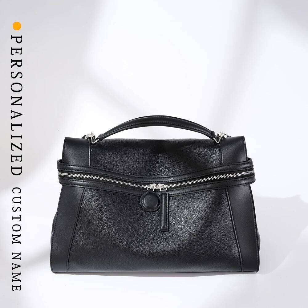 New high-end head-layer cowhide crossbody bag double zipper design buckle strap texture solid color commuter shoulder