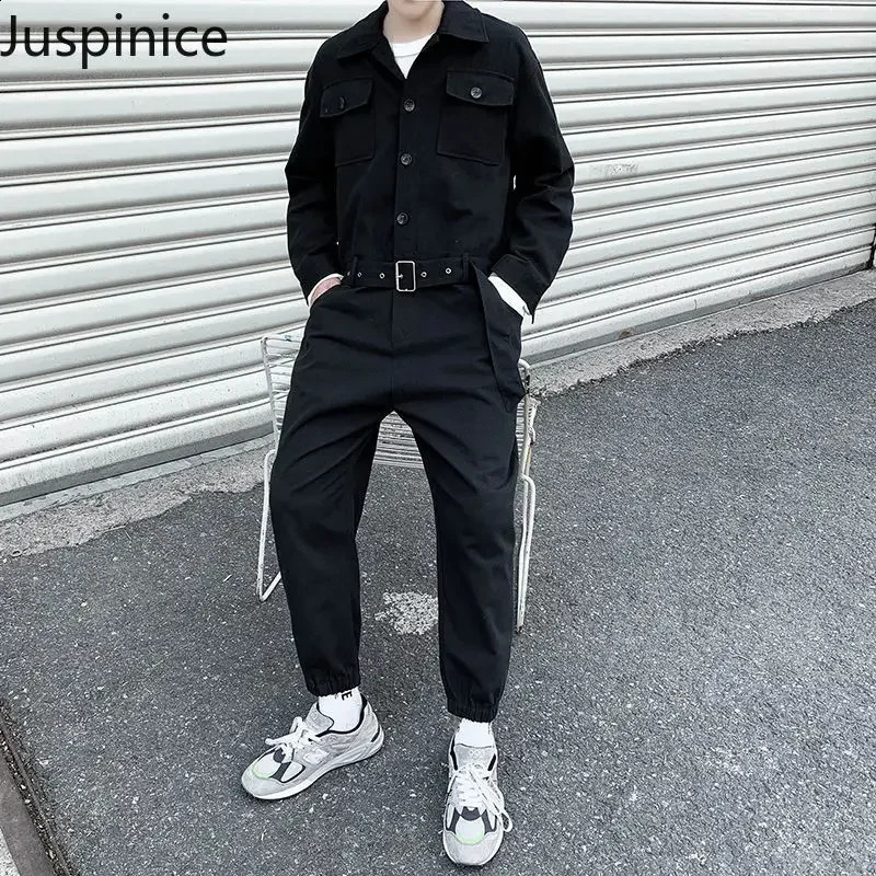 Japanese Retro Workwear Jumpsuit Mens Loose High Street Personality Casual Simple Hiphop Jumpsuits Men Bottom Male Clothes 250729