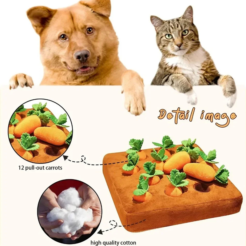 Carrot Snuffle Mat for Pet Puzzle Toy with Carrots for Small Medium Large Interactive Dog & Cat Snuffle Mat - Puzzling Fun with Hidden Treats