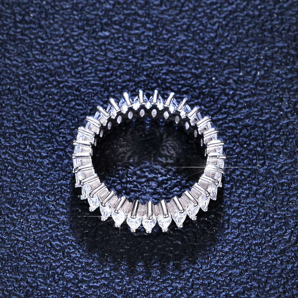 Full Diamond S Silver Marquise Shape Moissanite Designer Tail Women's Style Jewelry Band R Live Stream