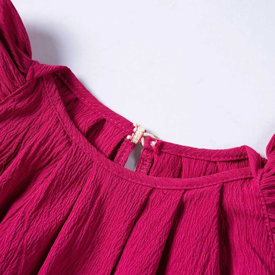 Summer Dress Fashion Casual Ruffled Sleeve Solid Dress Childrens Clothing Baby Girl Dresses Kids Versatile Childrens Apparel W250811