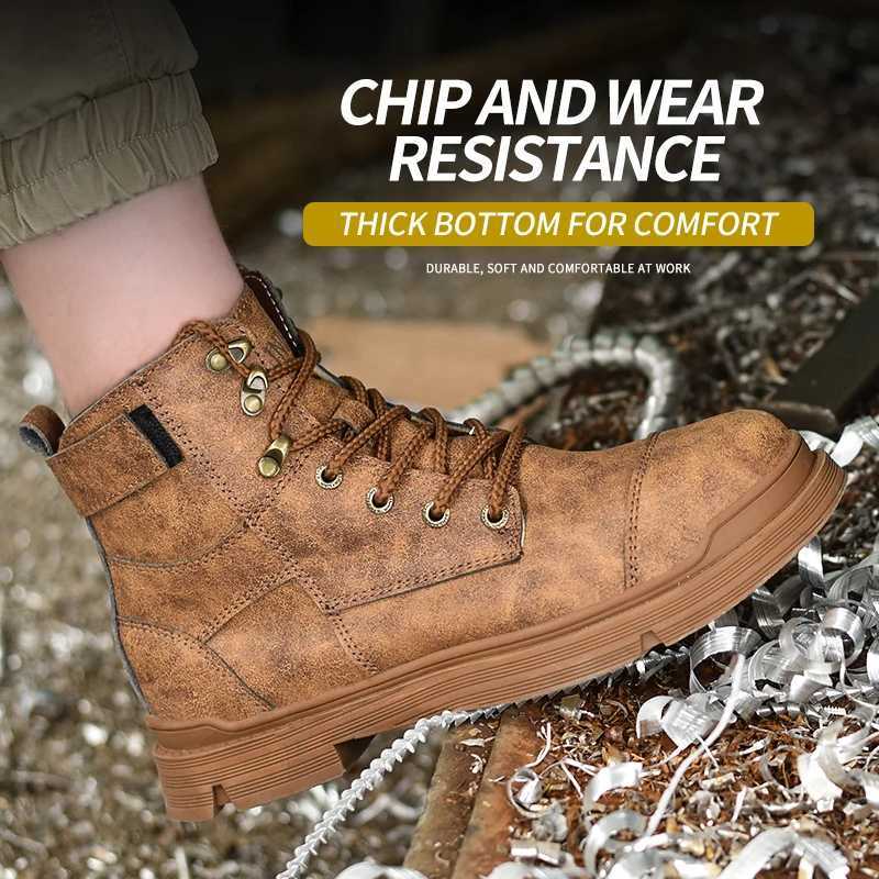 Safety Shoes For Men Lightweight Steel Toe Original Waterproof Work Safety Sneakers Boots Anti-Smashing Steel Toe Puncture Proof W250811