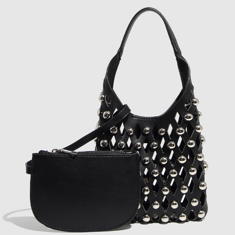 Hollow-Out Design Holiday Messenger Bag with Metal Rivets & Adjustable Strap