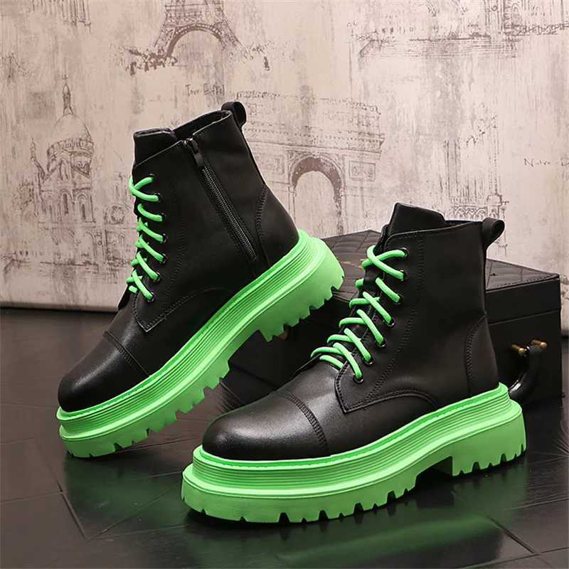 Mens English Style Thick Sole Design Men Boots Luxury High End Top Layer Leather Brand Purple Chelsea High Quality Casual Boots W250811