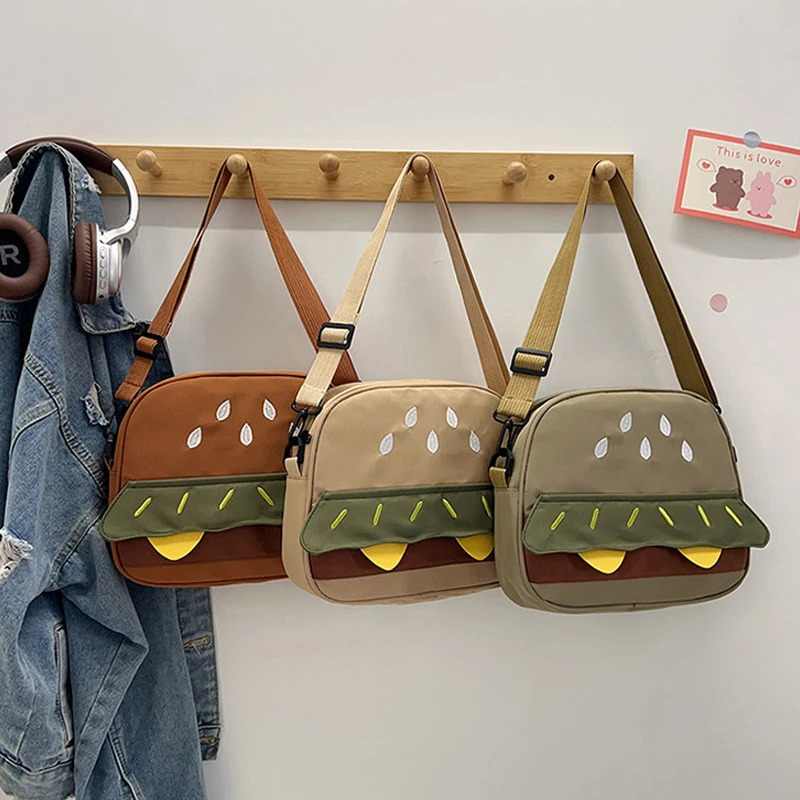 Ladies Crossbody Bags Creative Cartoon Burger American Kawaii Funny Cute Sweet Retro Versatile y Shoulder 250811