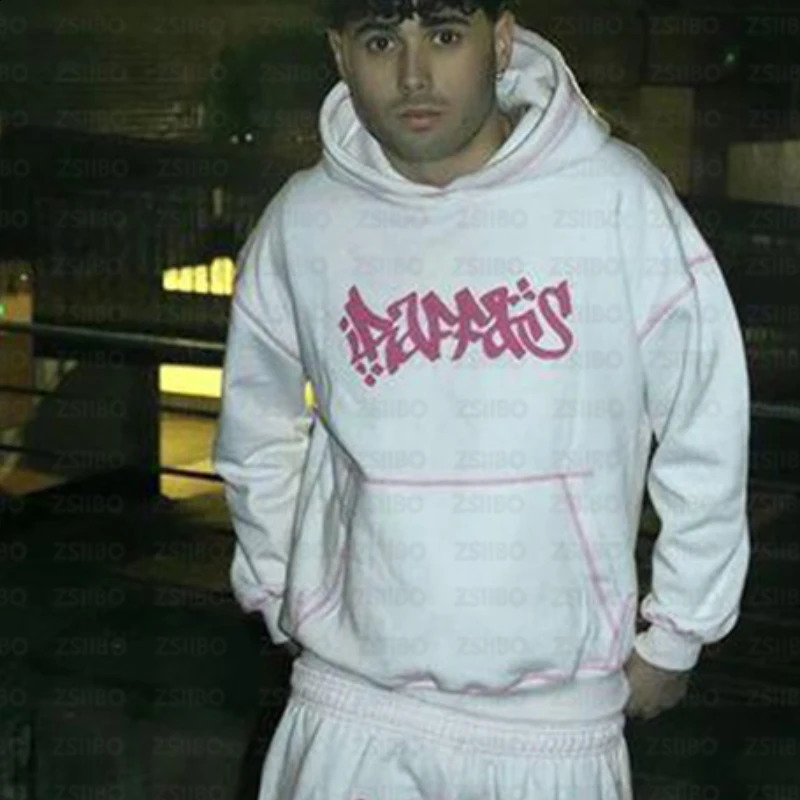 Gothic Men Hooded Sweatshirts and Sweatpants Two Piece Winter Tracksuit Casual Pants Sportswear Sets Y2k Streetwear Men Clothing 250809