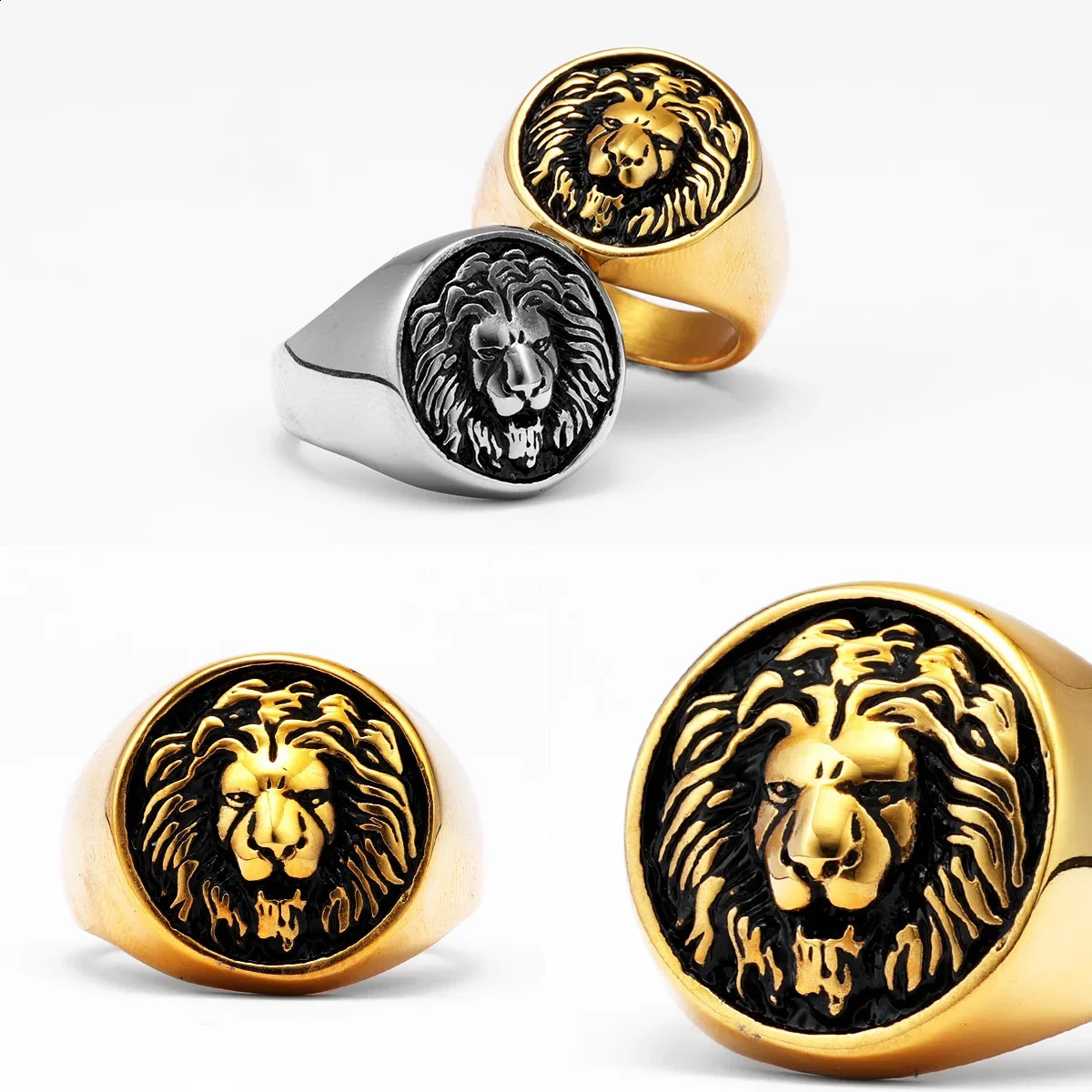 Lion King Animal Men Rings Stainless Steel Punk Rock Simple In Women Jewelry Fashion Accessories Gift Wholesale 250807