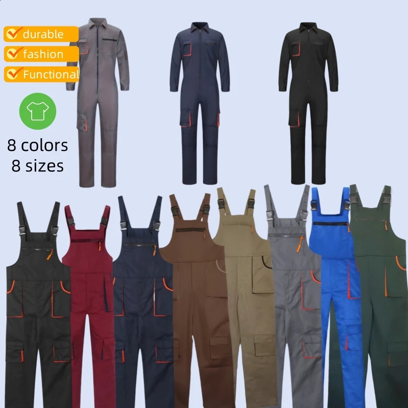 Work Overalls with Suspenders 8 Colors Sizes Adjustable Back Elastic MultiPocket n Workwear Bib Pants Jumpsuit 250729