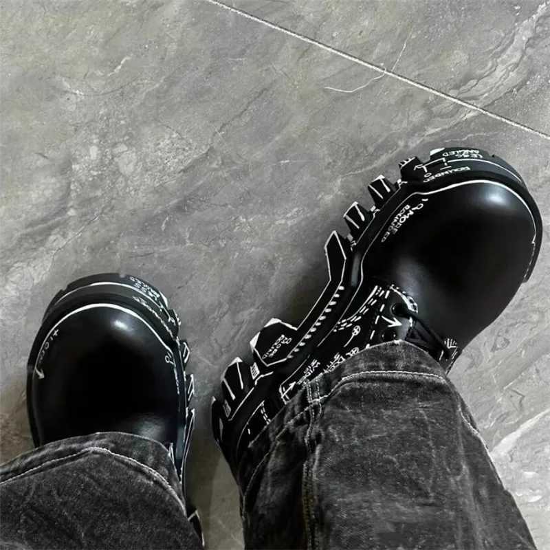 Thick Bottom Men High Top Boots Fashion Men Lace Up Black Boots W250811