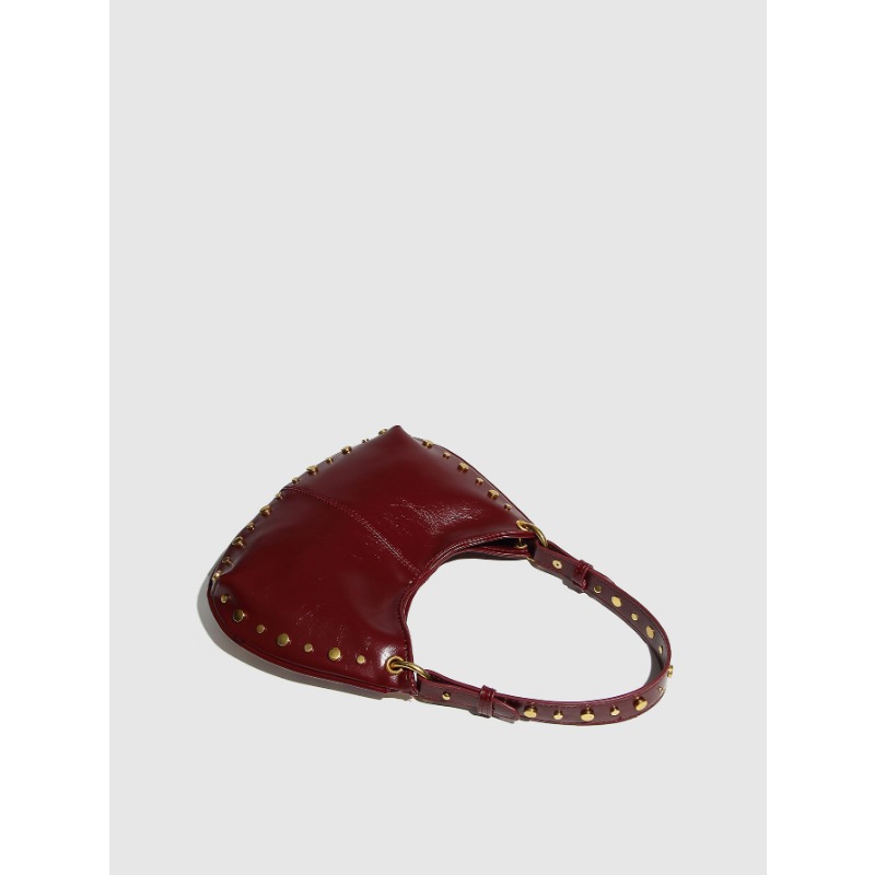 Trendy Fashion Underarm Crossbody Bag with Metal Rivets & Adjustable Chain Strap