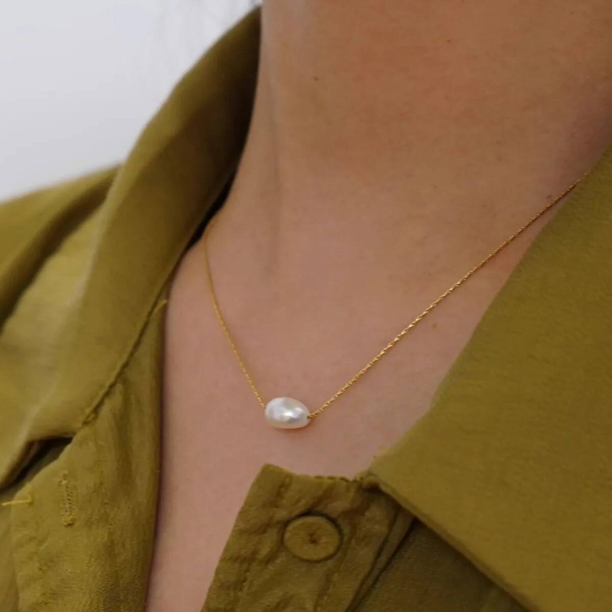 S Irregular Freshwater Pearl Pendant Minimalist Fashion Necklace Waterproof Trendy Simple Stylish Jewelry Women