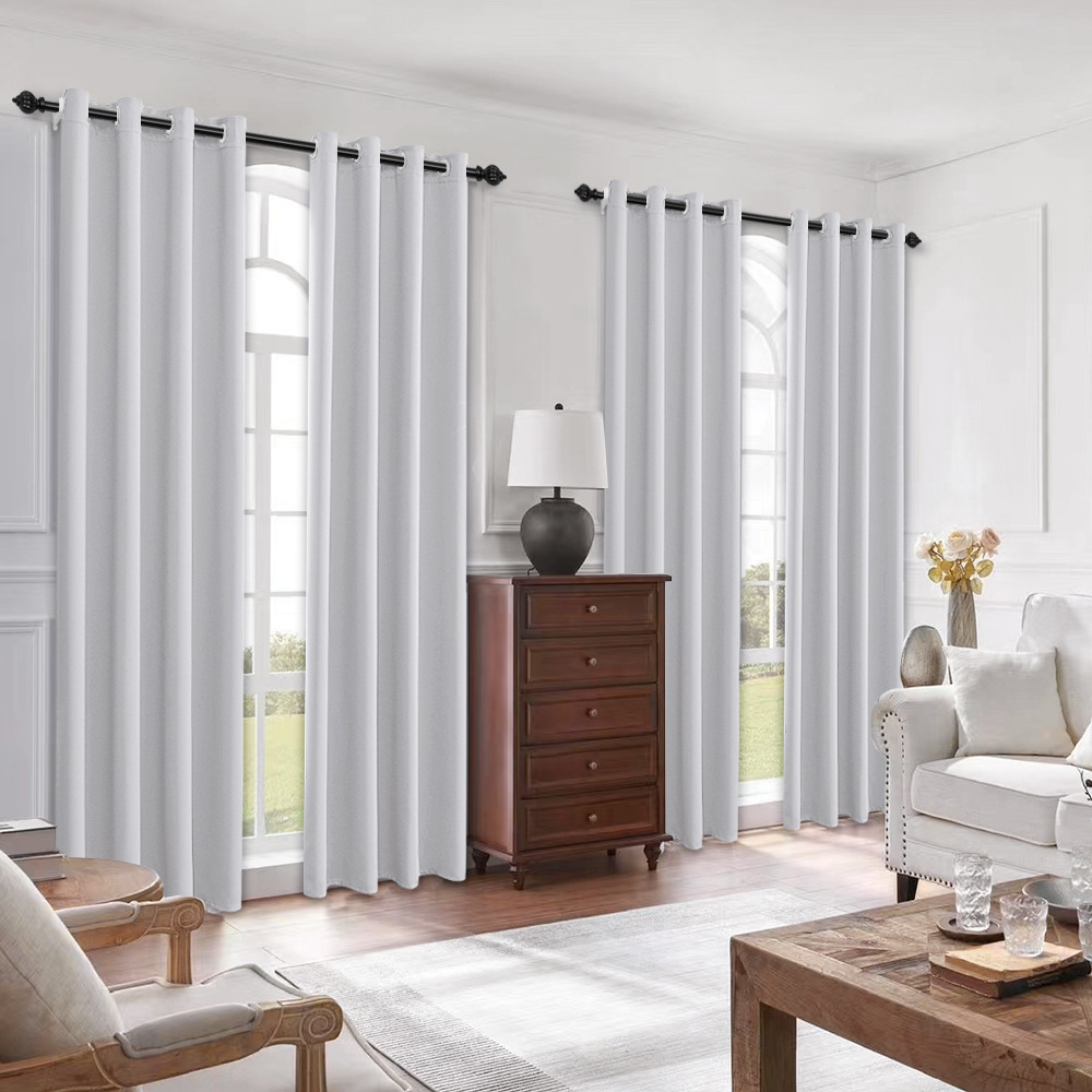 YL-36879 thick double-sided linen blackout curtain project hotel school sound insulation heat insulation blackout cotton linen curtain finished produc