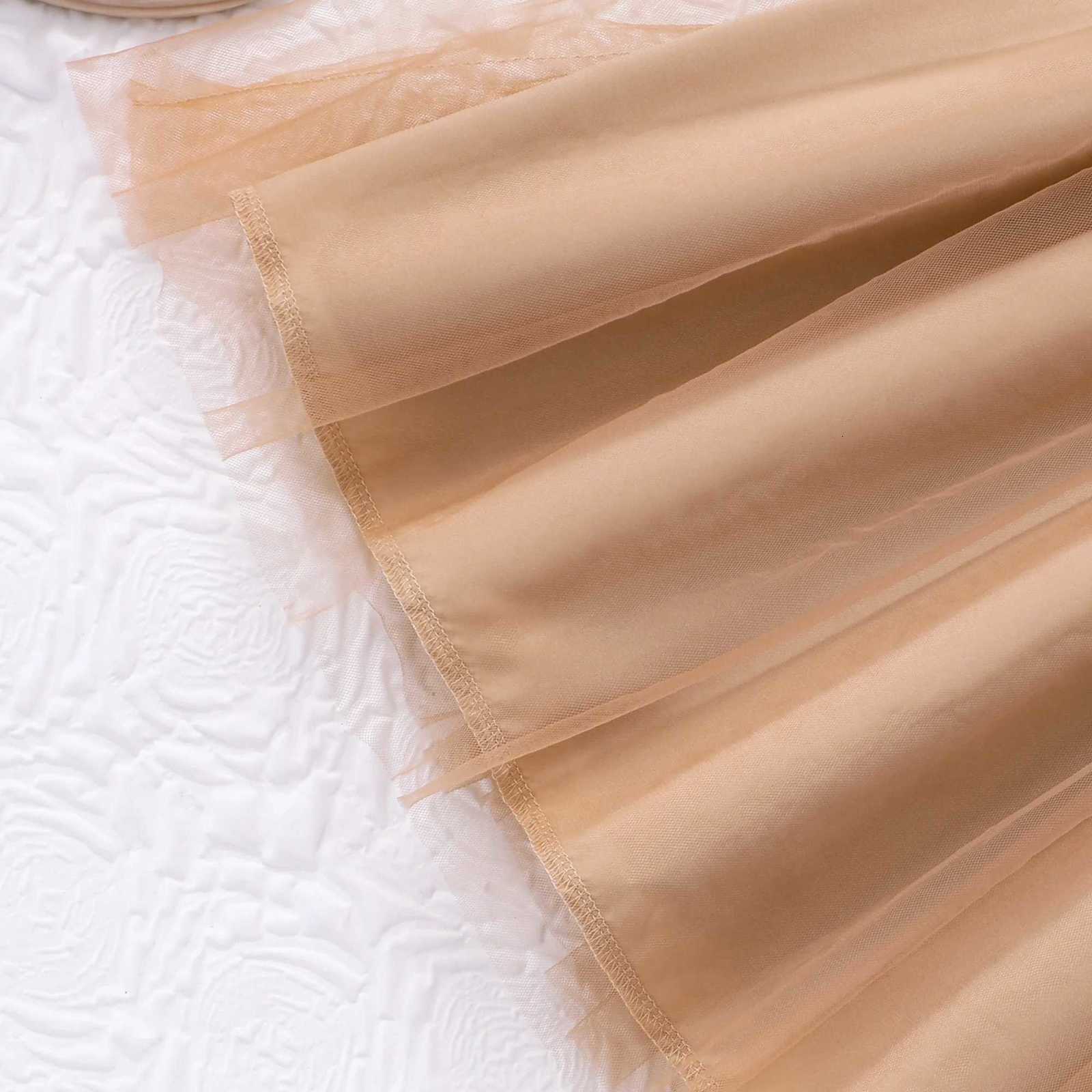 7-12 Years Dress for Girls Clothes Summer Khaki Kids Dresses Sleeveless Casual Vacation Elegant Brown Mesh Children Princess Dresses W250811