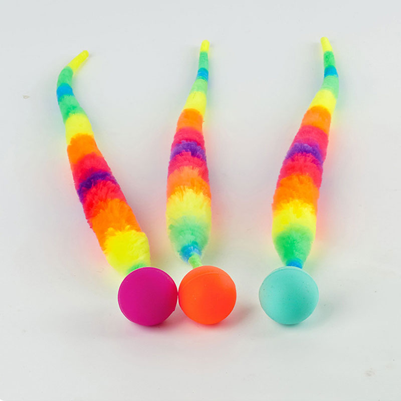 Cat interactive toys Tickle Cat Colorful bouncing ball Pet supplies Puzzle teasing indoor cat worm caterpillar elastic toy