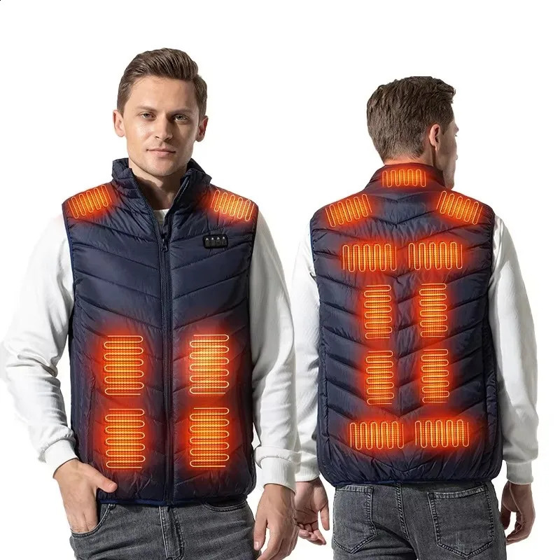 Men USB Infrared Heating Areas Vest Jacket Men Winter Electric Heated Vest Waistcoat For Sports Hiking Oversized M-5XL 250809