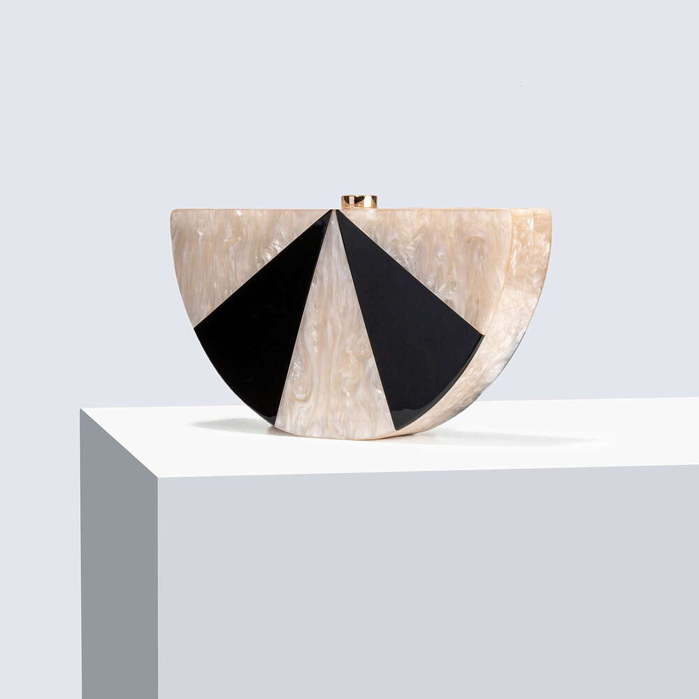 2024 Women's New Single Shoulder Crossbody Semi-Circular Splicing Acrylic Fashion Wedding Evening Clutch Bag