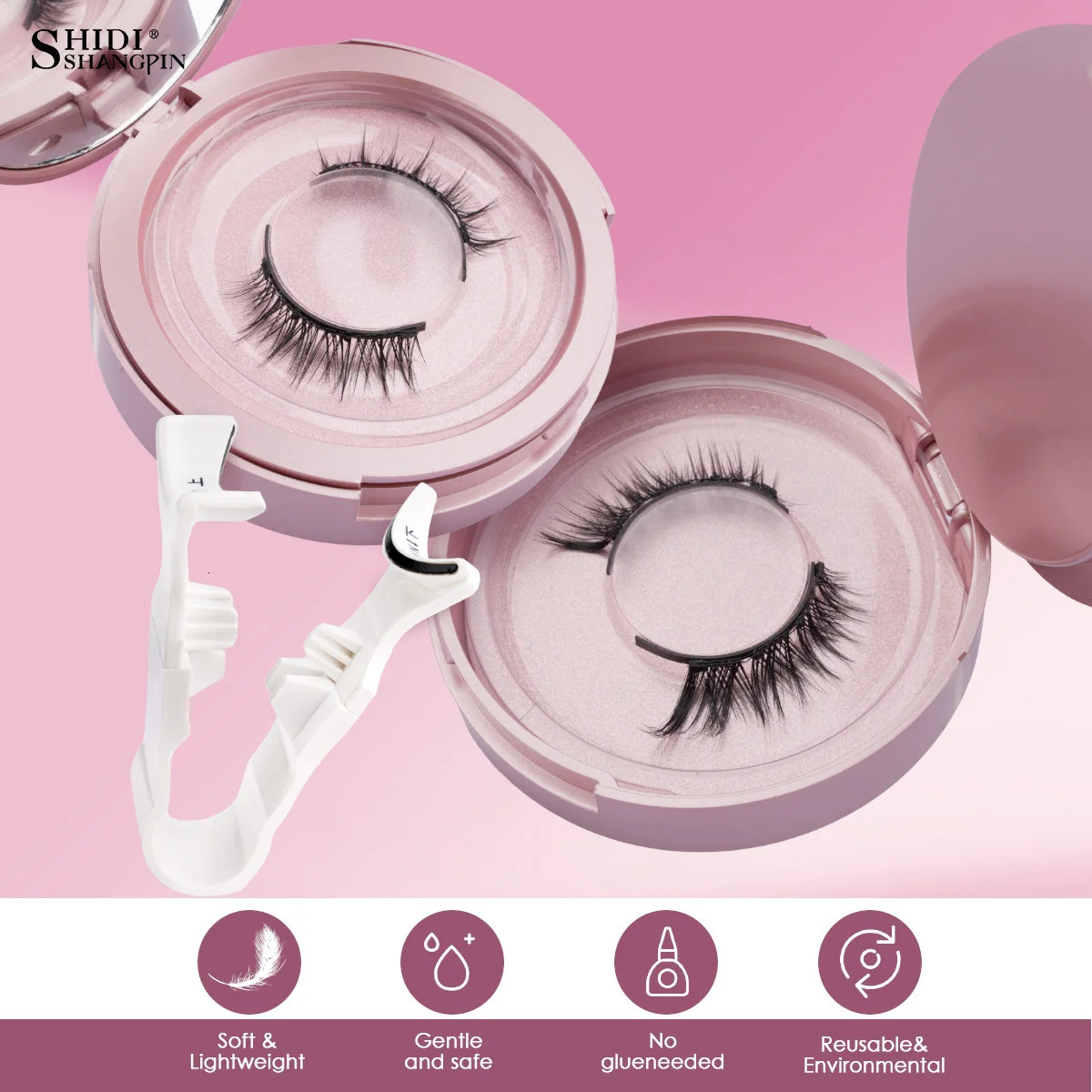 2/1 pair Reusable Magnetic Eyelashes Natural Curler Eyelash Extension Tweezers Set Easy to use Glue Free False 3D Mink Eyelashes 250805