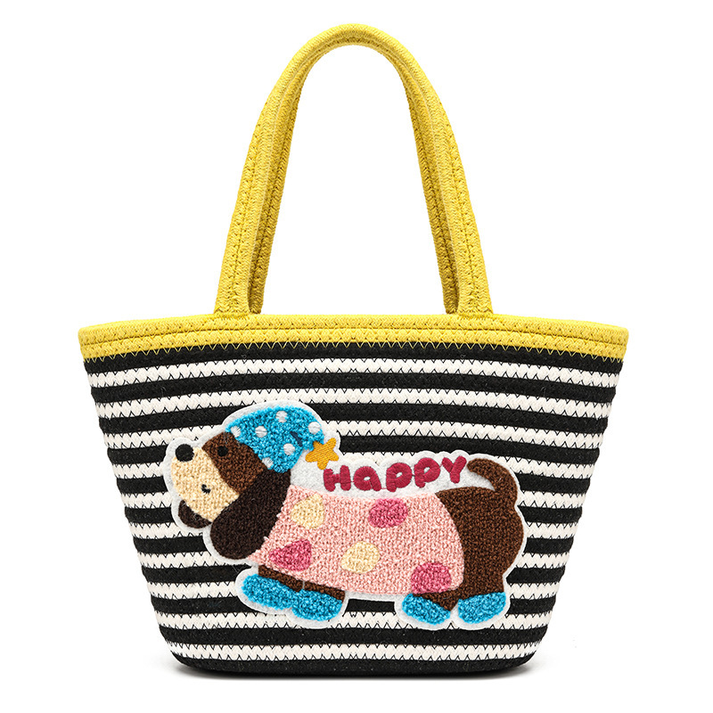 2025 New Cute Dopamine Color-Block Cotton Handbag Storage Basket Textured Shoulder Bag ddmymoon