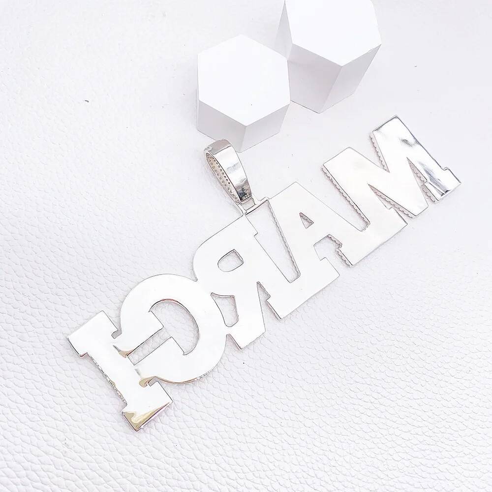 Moissminer VVS Moissanite Custom Letters Name Soild Pendant Necklace For Men Women Pass Tester S925 Silver Chain Hip Hop Jewelry