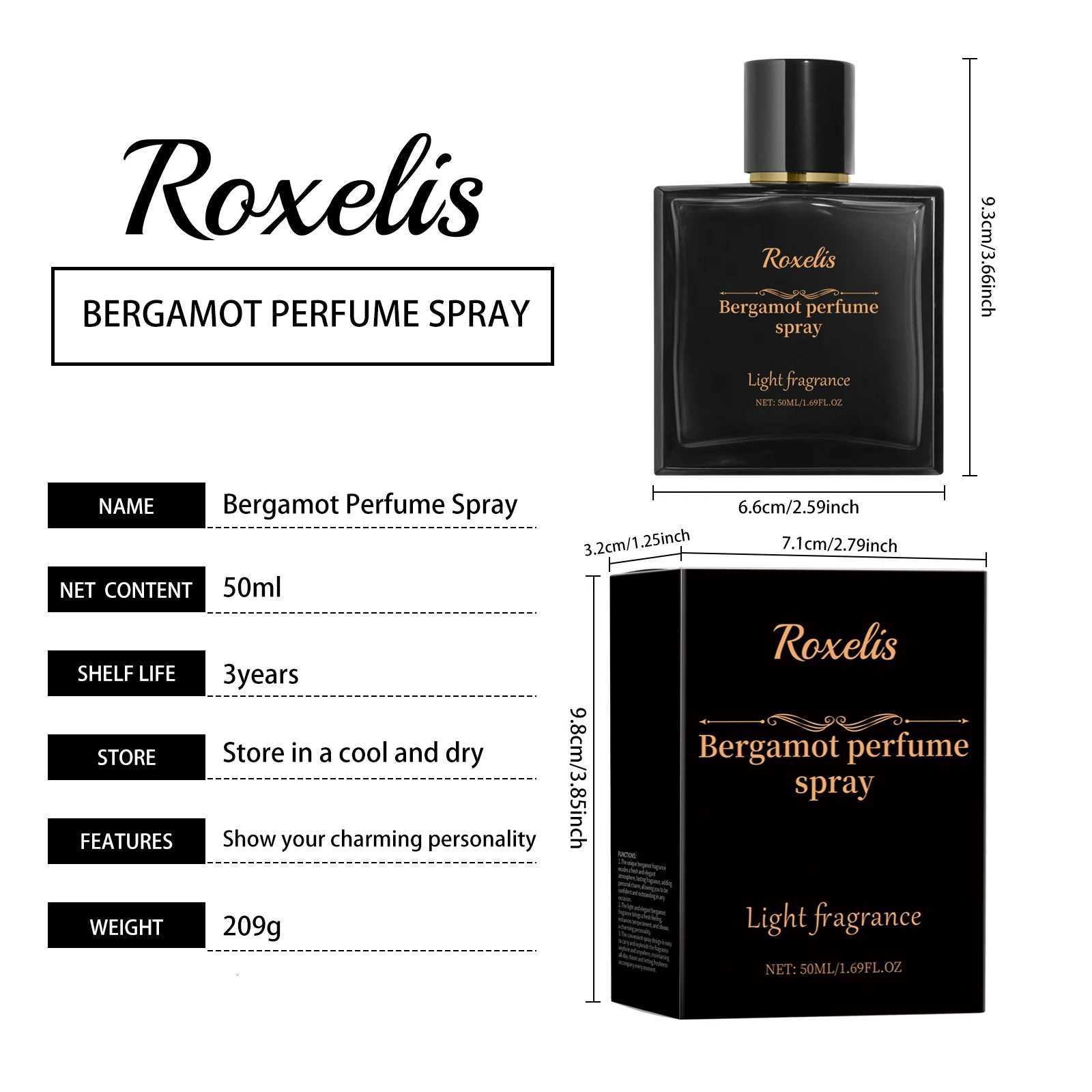 50ml Roxelis Bergamot Aroma Charming Perfume Long Lasting Fresh Scent Pheromone Couple Flirting Dating Atmosphere Perfume XJ250811