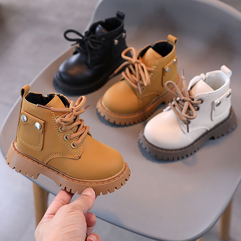 Kids Boots PU Leather Boots Fashion Winter Children's Boys Girls Anti Slip Toddler Short Snow Boots Cutefeet Sizes 21 - 30