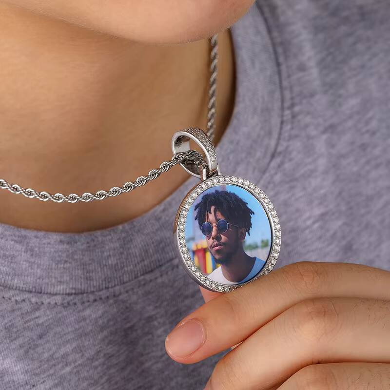 Moissanite Memory Pendant 925 Silver Custom Hip Photo Pendant Iced Memory Moissanite Pass Diamond Test