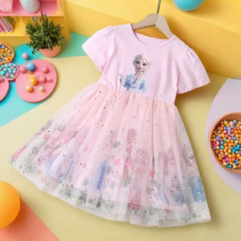 2025 Girls Dress Summer Kids Clothes Short Sleeve Children Frozen Elsa Princess Baby Girl Toddler Cute Birthday Party Dresses W250811