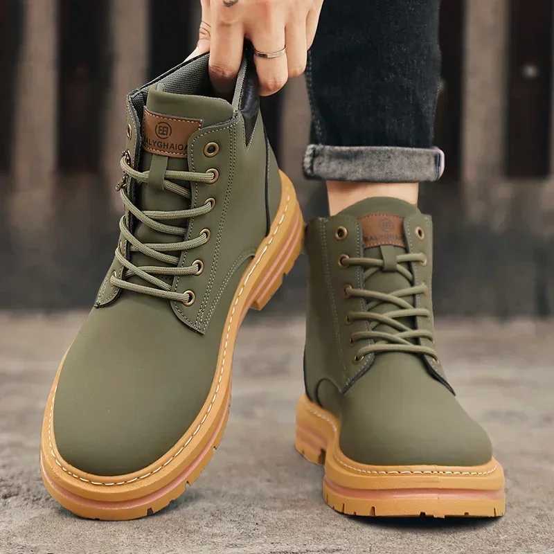 Autumn Large Size 48 Mens Shoes High-top British Style Mens Motorcycle Boots Trendy All-match Non-slip Wear-resistant Men Boots W250811