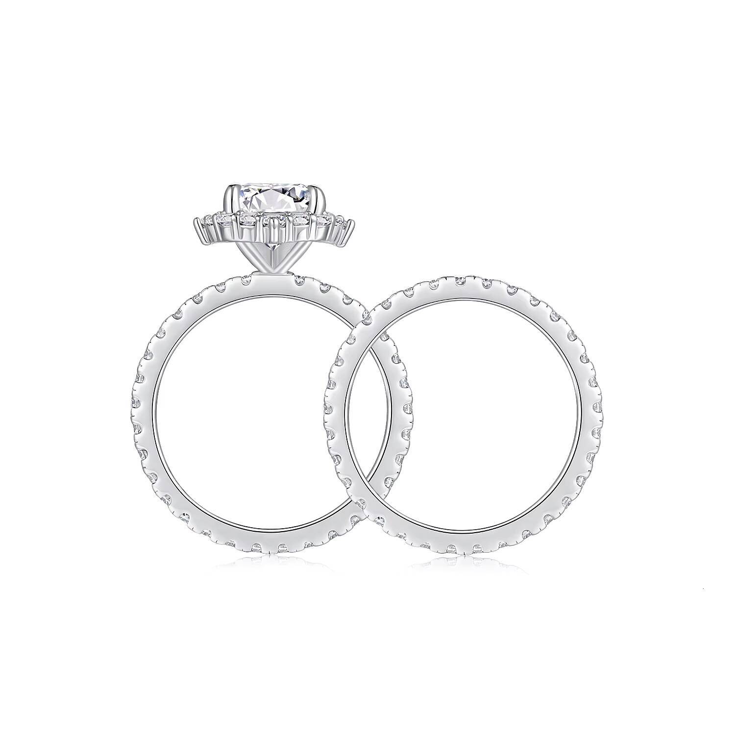 Octagon Emerald Cut Moissanite Ring Set 925 Silver 18K Gold with GRA Certificate Wedding Anniversary Gift for Women