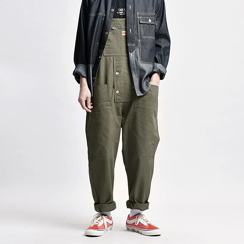 Amekaji Multipocket Overalls Mens Outdoor Workwear Clothes Retro Casual Loose Baggy Cargo Pants Trousers Work Jumpsuit Men 250729