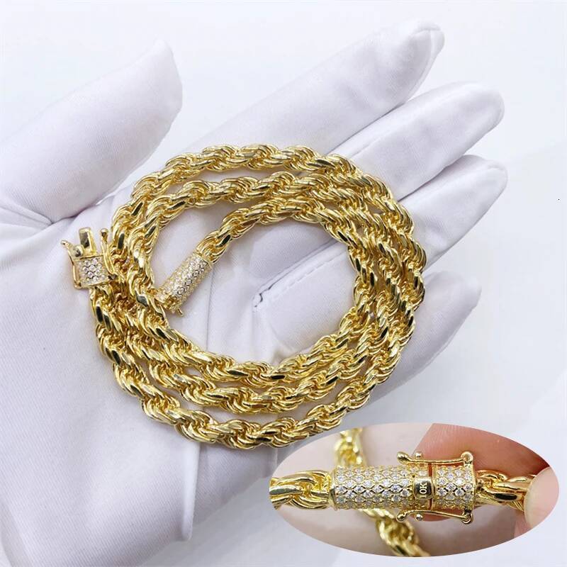 16-24inch Unisex 6mm Moissanite Diamond Cuban Chain Necklace For Men Women 925 Sterling Silver Chain With GRA Hip Hop Classic