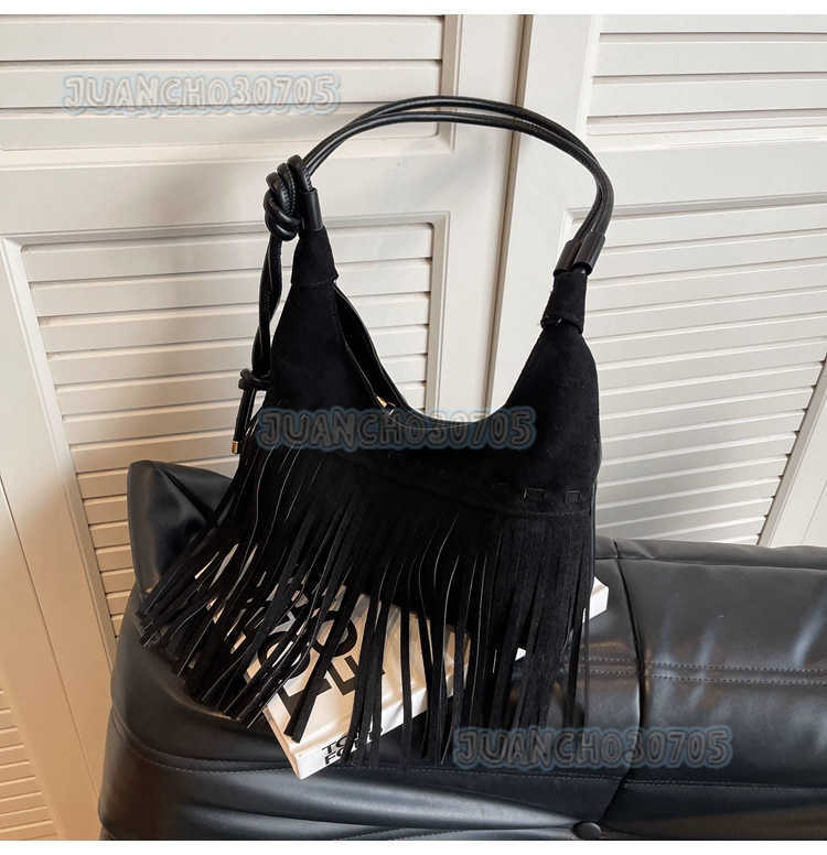 2025 New Tassel Womens Bag Leather Velvet Tassel Womens Shoulder Bag Fashionable Texture Single Shoulder Crossbody Simple Bag H250809