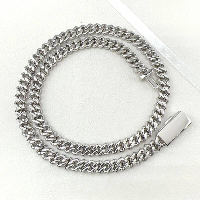 8MM Moissanite Cuban Necklace Hiphop 2 Row D VVS Moissanite Diamond Miami Chain Necklace 925 Sterling Silver Pass Tester Gift