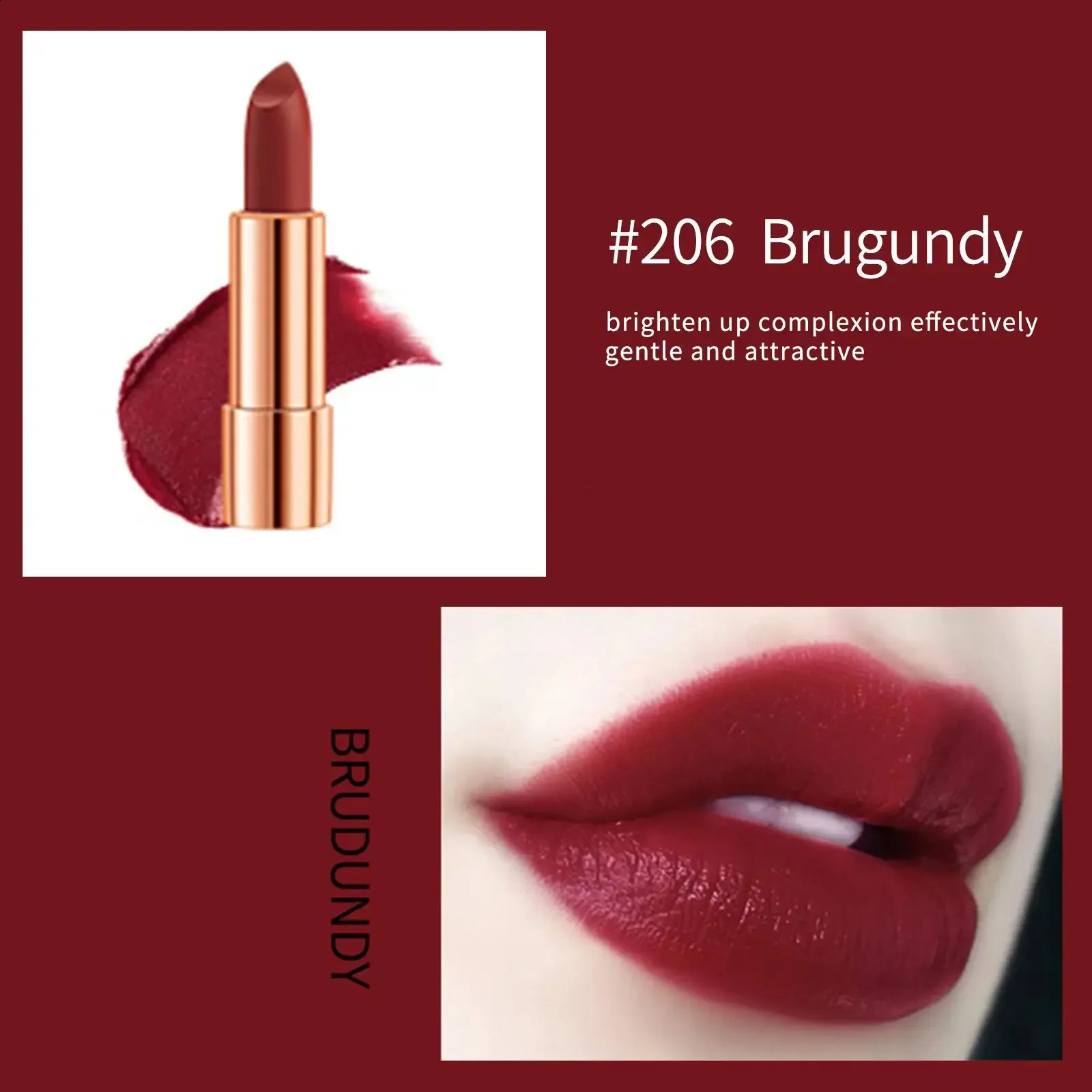 Matte Lipstick Set 3 Colours with Silver Chain Bag Waterproof Non-Stick Long Lasting Makeup Red 3.5gx3pcs for Women and Girls 250809