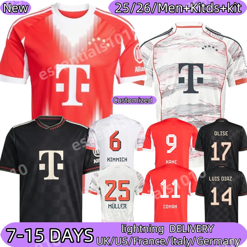 25 26 bayerns FC J.Palhinha # 16 Musiala # 10 de Ligt # 4 Soccer Luis Diaz #14 KANE # 9 KIMMICH # 6 Jerseys Gnabry # 7 Muller # 25 Davies # 19 Coman # 11 Jerseys 2025 football Shirt Men Kids kit
