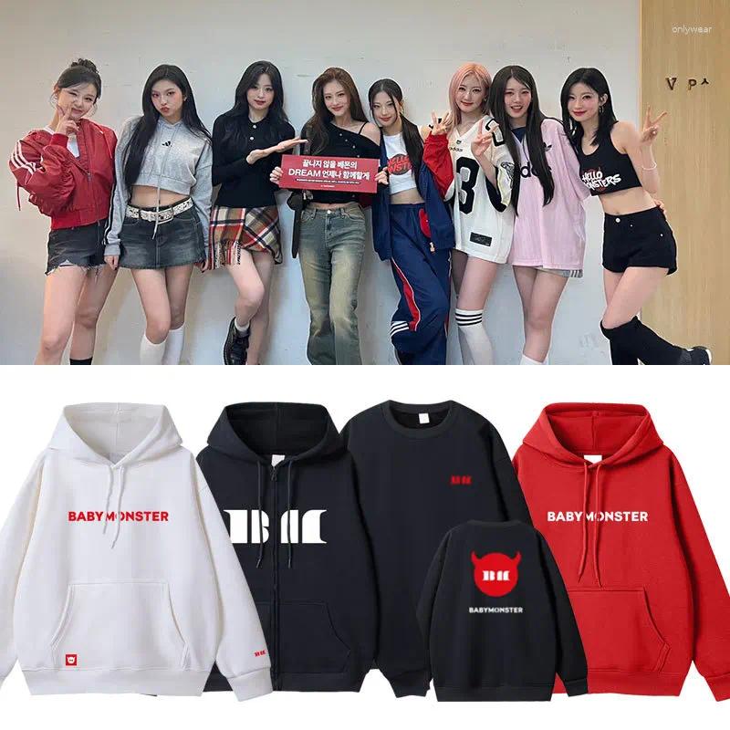 Women's Hoodies BABYMONSTER Concert HELLO MONSTER Kpop Fashion Letter Print Sweatshirt Men Women Autumn Loose Hoodie For Fans Clothes