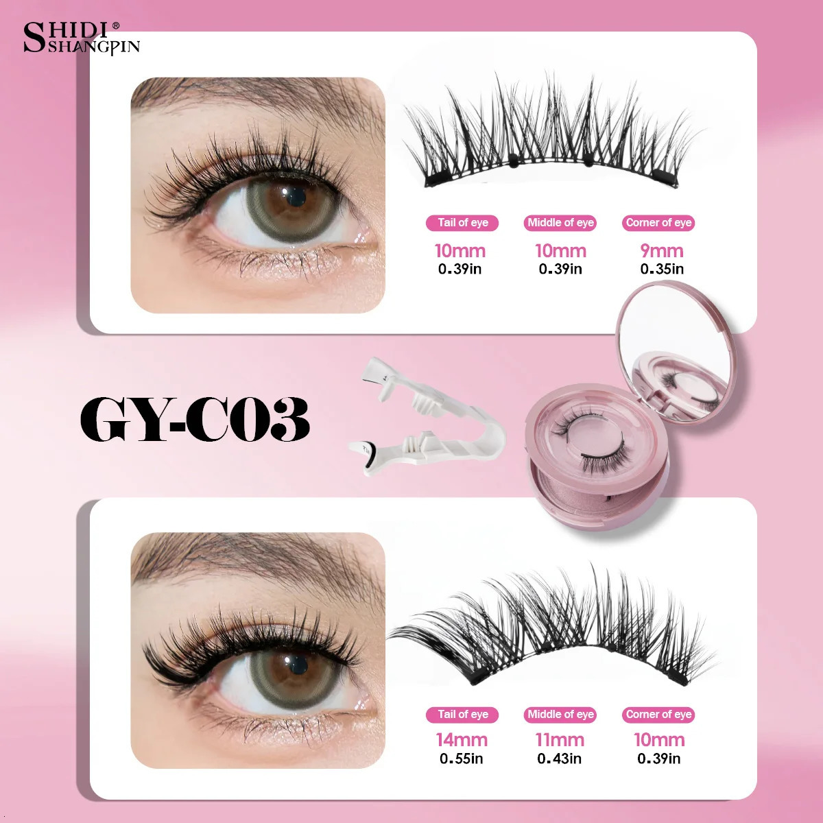 2 Pairs Magnetic Eyelash Natural Look Fluffy False Eyelashes Reusable Magnetic Eyelash Set with Applicator No Glue Need Makeup 250805