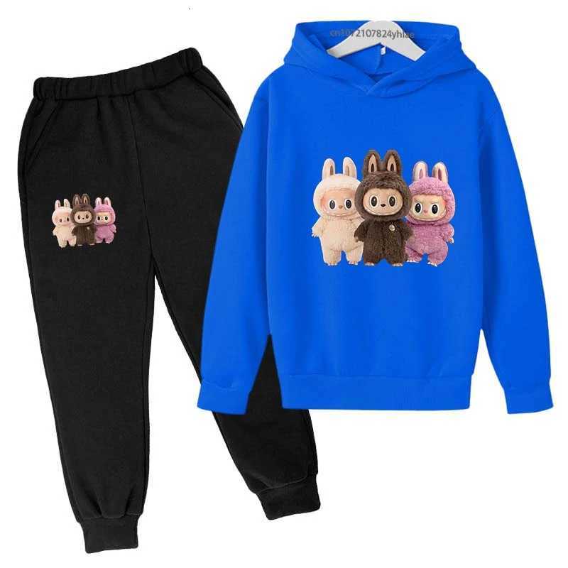 Kids Cute Rabbit Print Autumn Spring 2pcs Hoodie+Pants Tracksuits 2-13 Years Boys Girls Casual Streetwear Children Clothes Sets Z250811