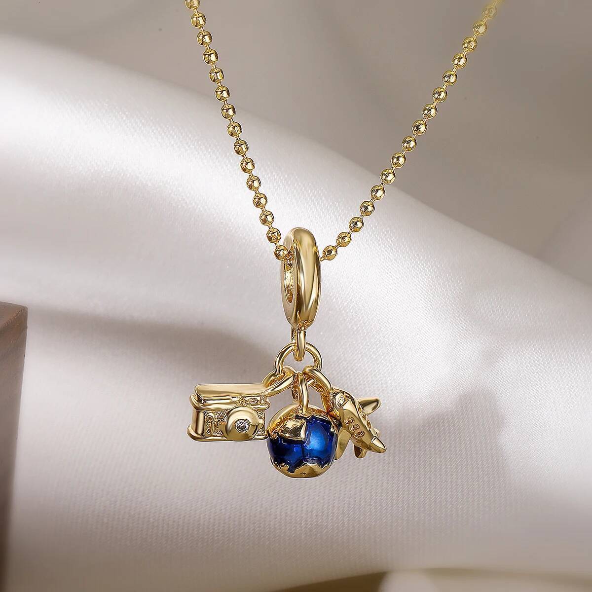 New Trendy Gold Color Expoxy Oil Dripping Planet/Airplane Pendant Necklaces For Women Girl Party Jewelry Jewelry for Women