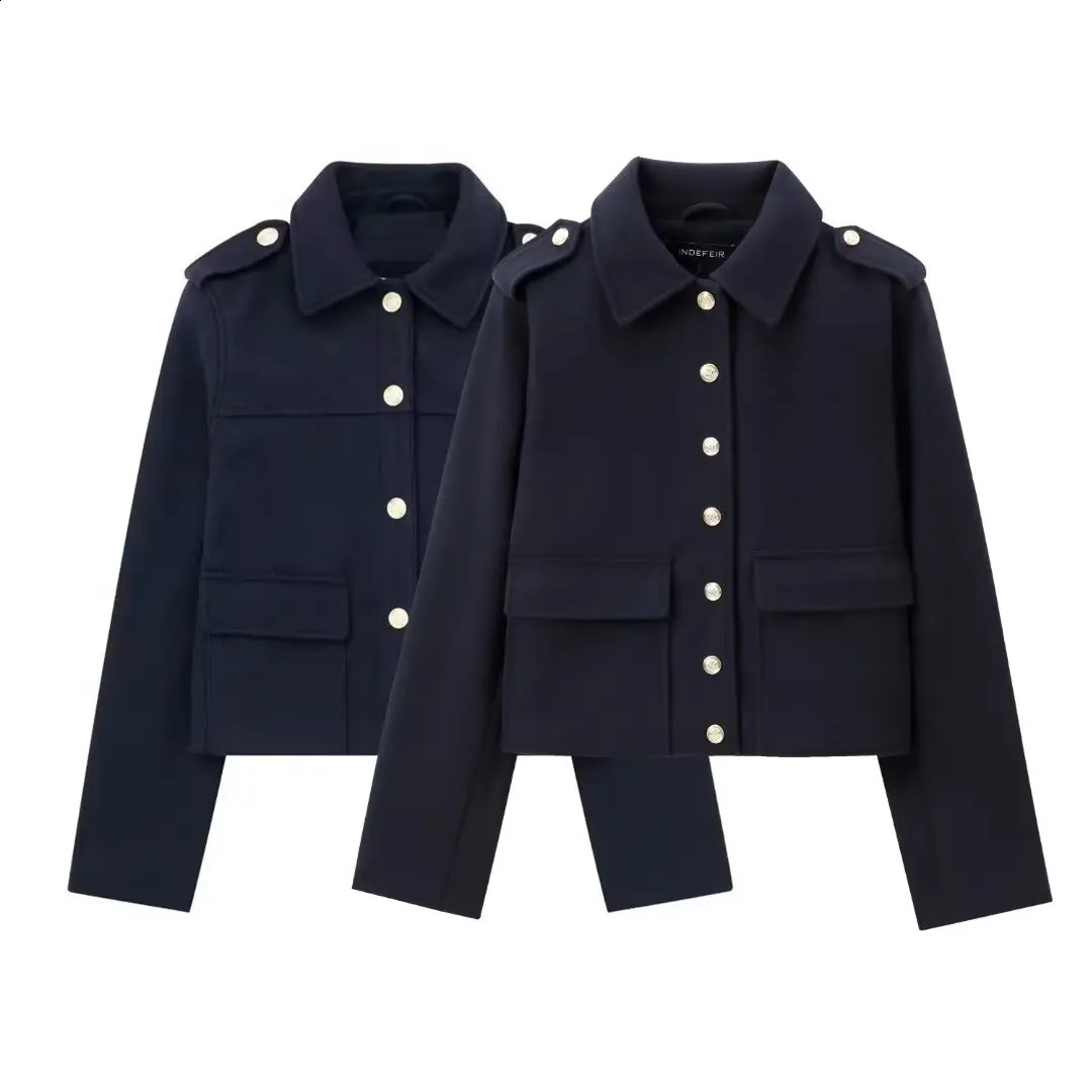 Autumn Casual And Fashionable Womens Clothing European And American Style Simple And Versatile Shoulder Patch Top Jacket 250804