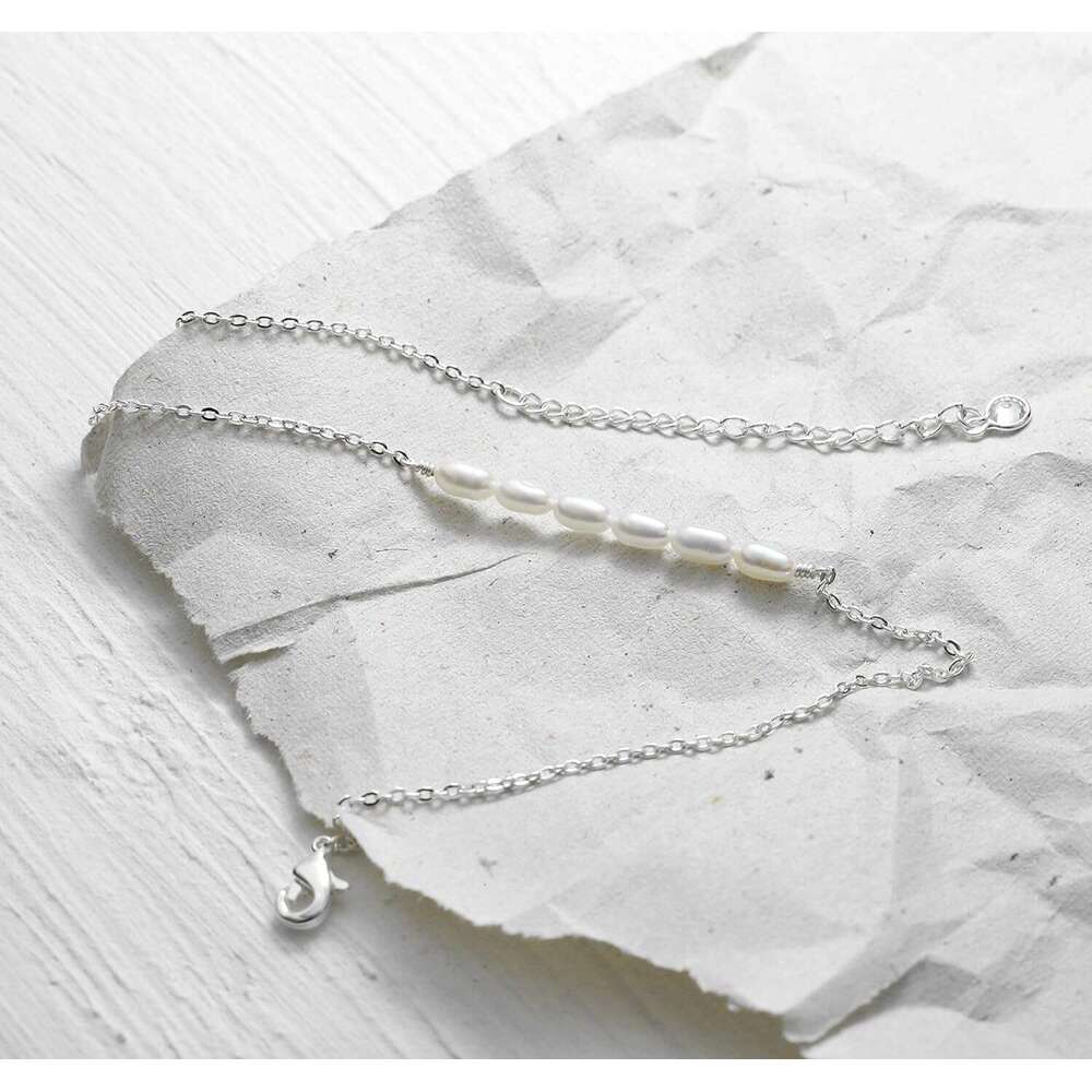 Freshwater Anklet,Sterling 14K Sier Filled Boho Pearl Dainty Handmade Beaded Cute Tiny Charm Beach Ankle Bracelet Foot Chain Anklet for Women