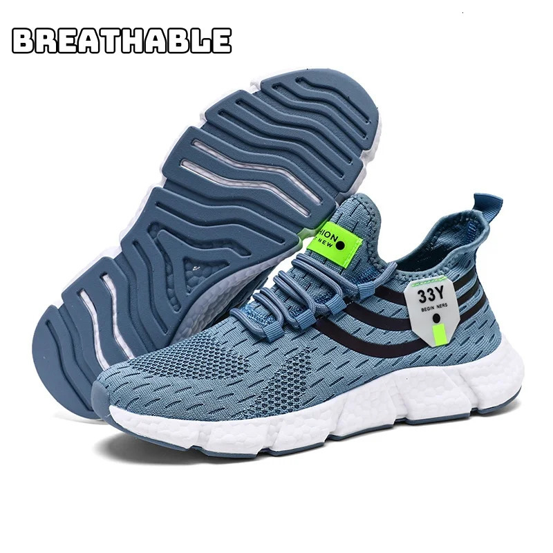 Sneakers Mens Womens Flyweave Sneakers Summer Running Shoes Soft Stripe Breathable Mesh 250805