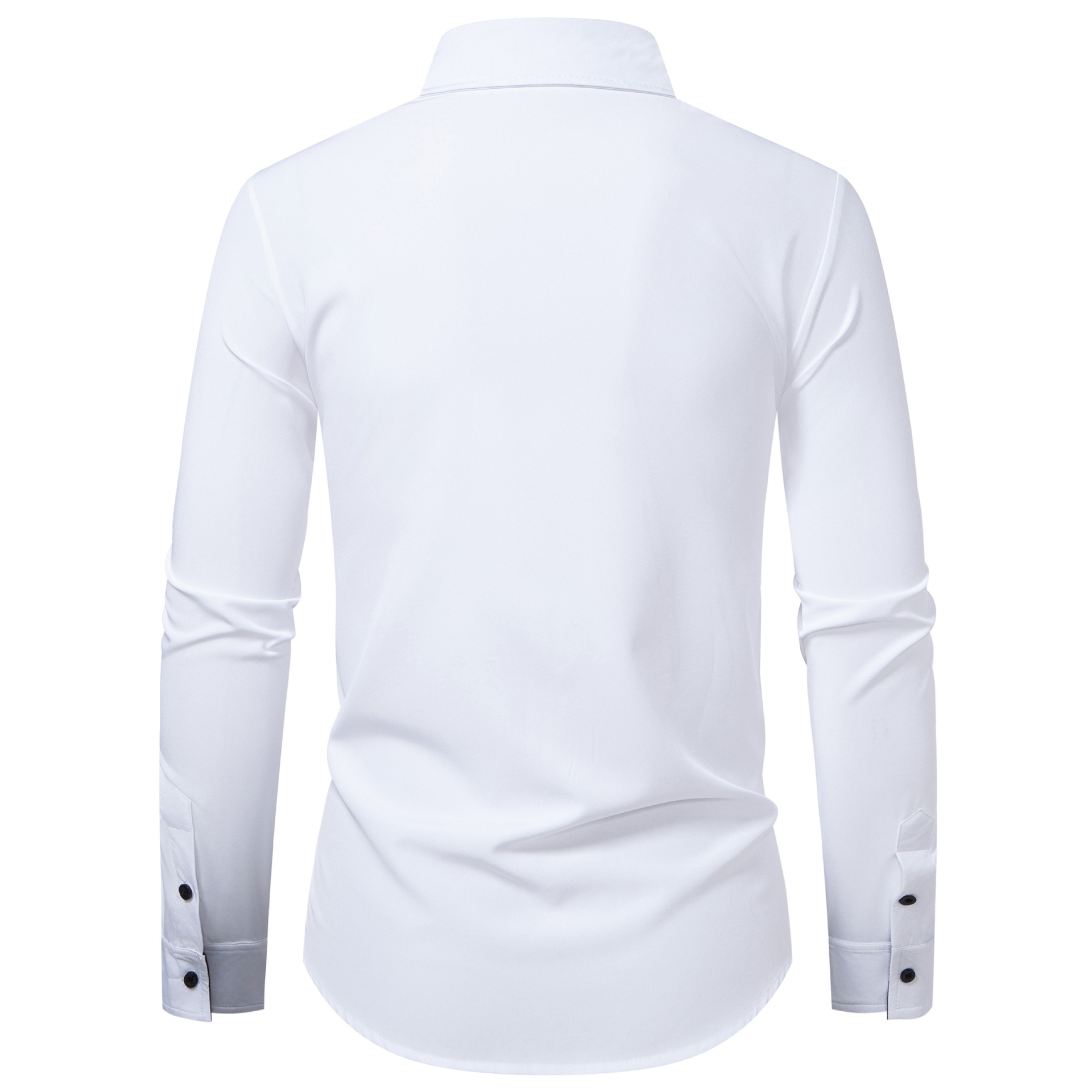 New men's long shirt, simple and casual Korean-style business commuting fitted pocket long-sleeved shirt European code: S-3XL