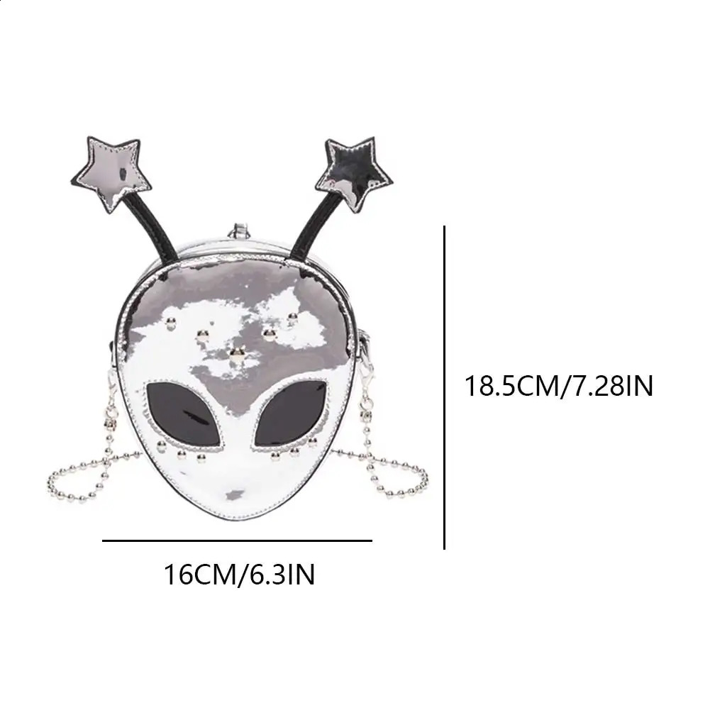 Alien Pattern Shoulder Bag PU Leather Halloween Purse for Women Chain Crossbody Messenger Bag Halloween Female Girls Chic Purse 250807