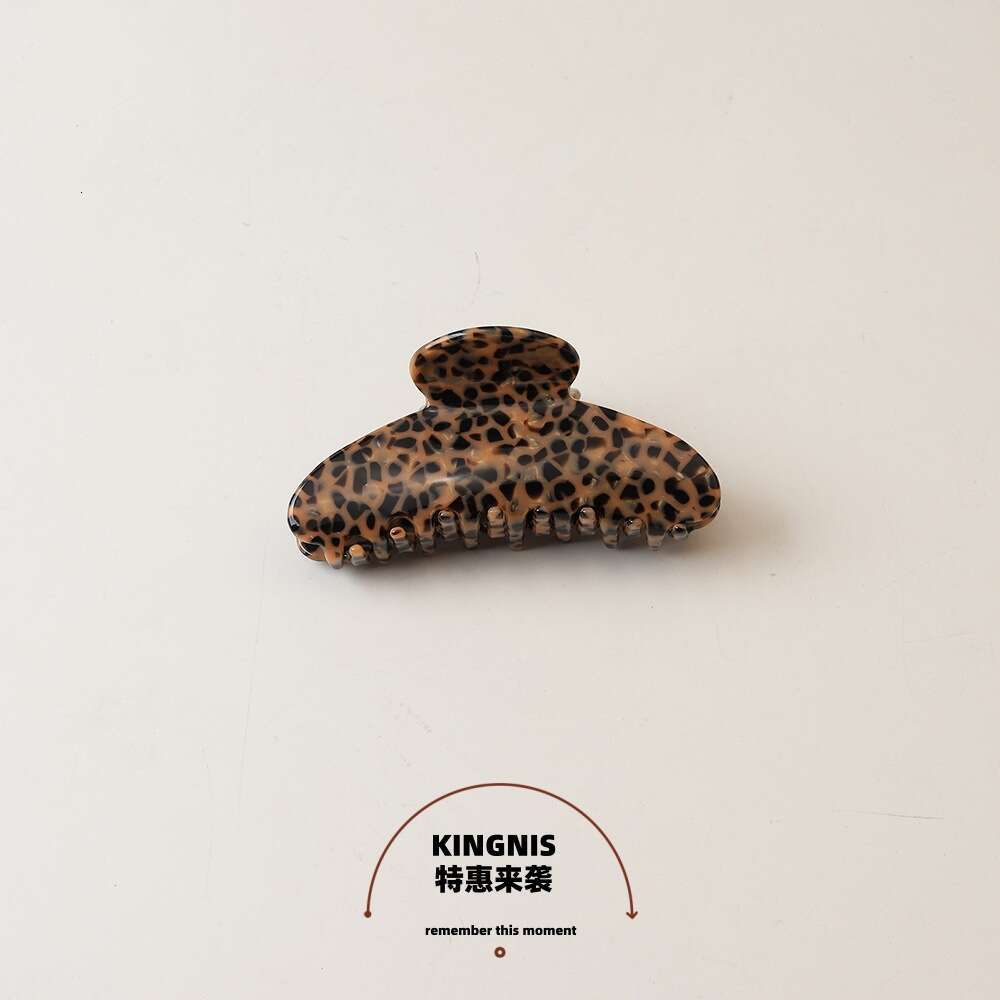 Korean Fashion Leopard Print Acetate Claw for Women, Back of Head Large Shark Clip, Thick Version Hair Clip