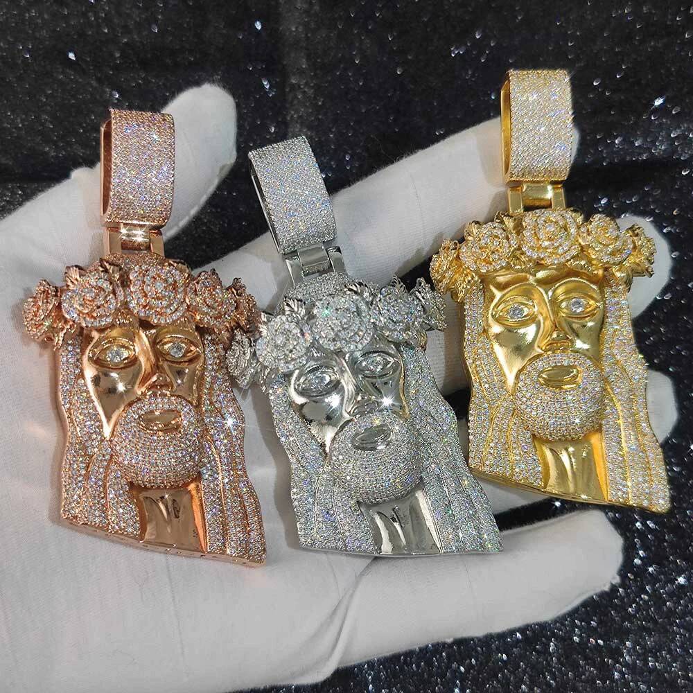 Hip Hop Style Bling Iced Out Diamond Jesus Pendant Jewelry Gold/Silver Plated Jesus Religious Christian Faith Pendant For Gift