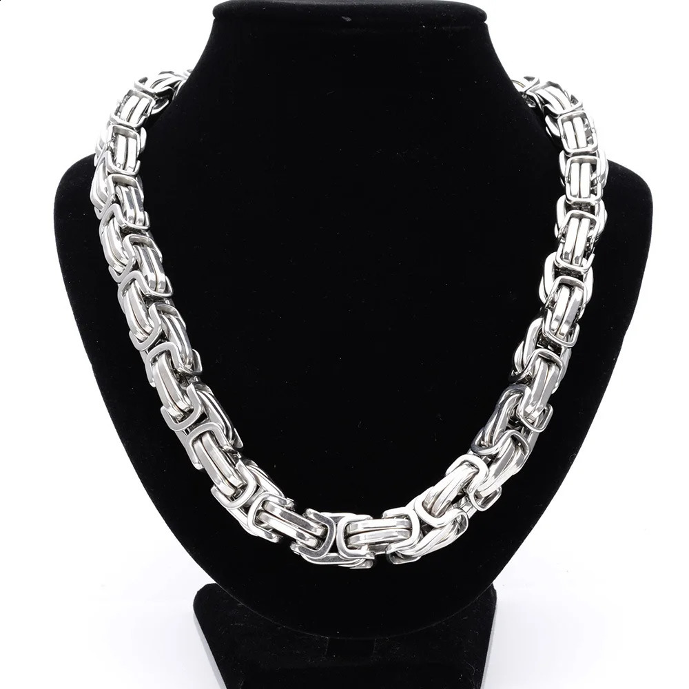 7-40 8/12/15MM Huge Heavy 316L Stainless Steel Silver Color Byzantine Chain Mens Necklace Fashion 250805