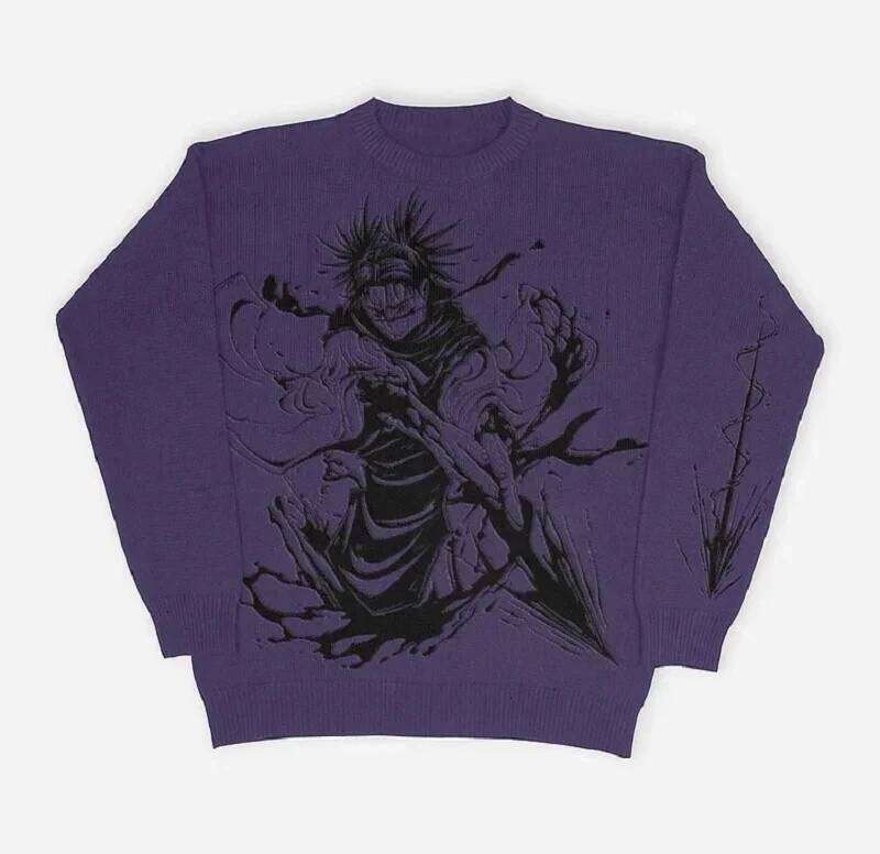 Anime Knitted Sweater Winter Casual Loose Men Women Fashion Streetwear Black Haruku Autumn Cotton Pullover Sweaters