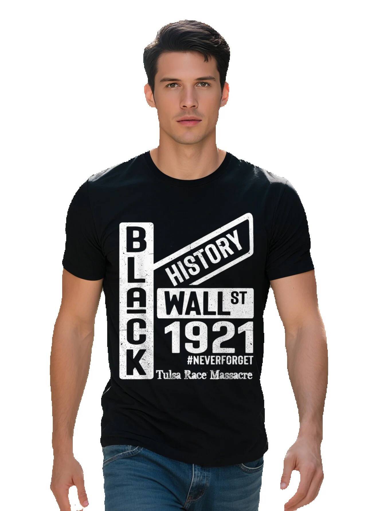 Wall Street Black Wealth Tulsa Race Massacre Funny Graphic Tee for Men Women Cotton Breathable Fabric Short aa007