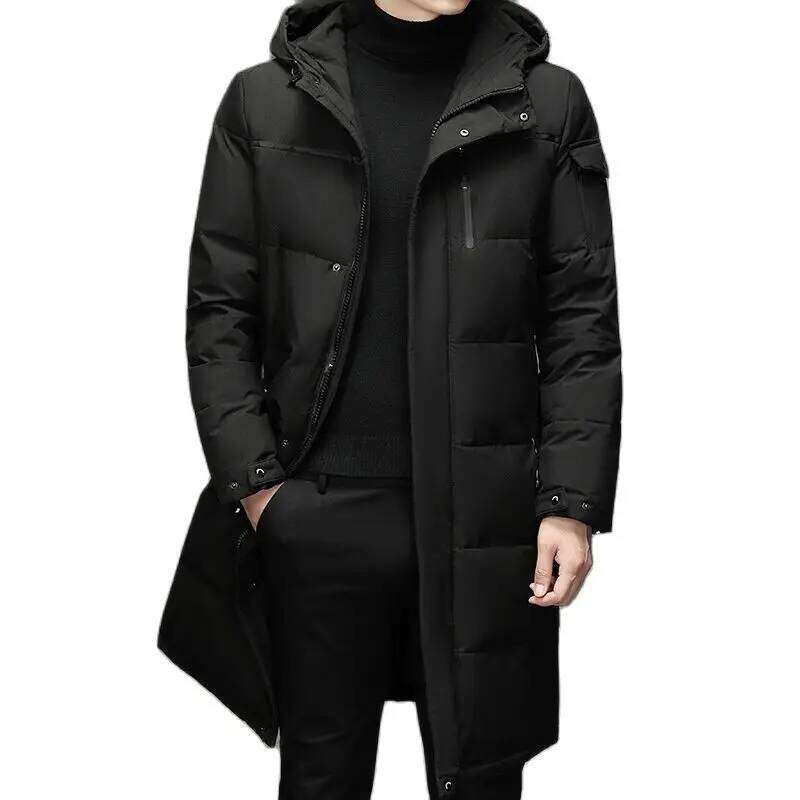 New White Duck Jackets Hooded Long Winter Men Thick Warm Fashion Down Coat Mens Brand Parka Plus Size 5XL